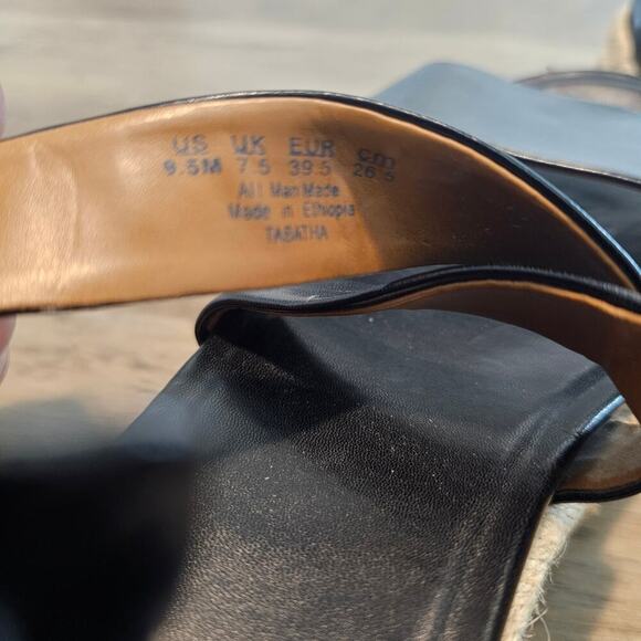 Franco Sarto Tabatha Espadrille Womens Size 9.5 Black Sandals Leather Platform - Picture 6 of 7